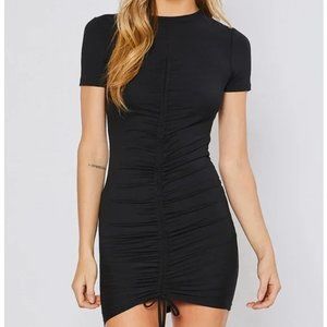 pretty garbage Black Ruched Front Bodycon Mini Dress Size S NWT